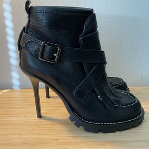 Tory Burch Black Heeled Boots with Buckle Detail